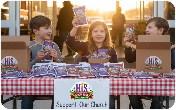 Children selling HIS Meat Snacks